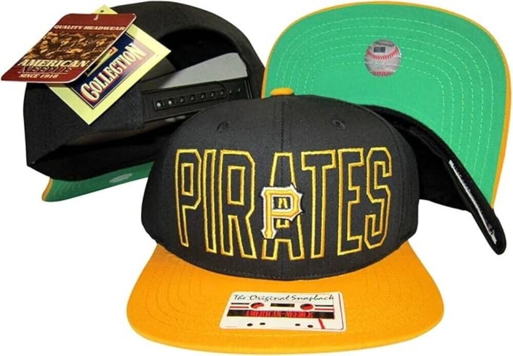Vintage Pittsburgh Pirates American Needle Black/Gold Adjustable Snapback - NWT